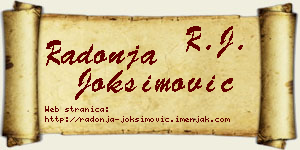 Radonja Joksimović vizit kartica